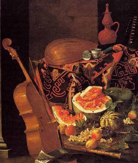 Cristoforo Munari Still-Life with Musical Instruments and Fruit china oil painting image